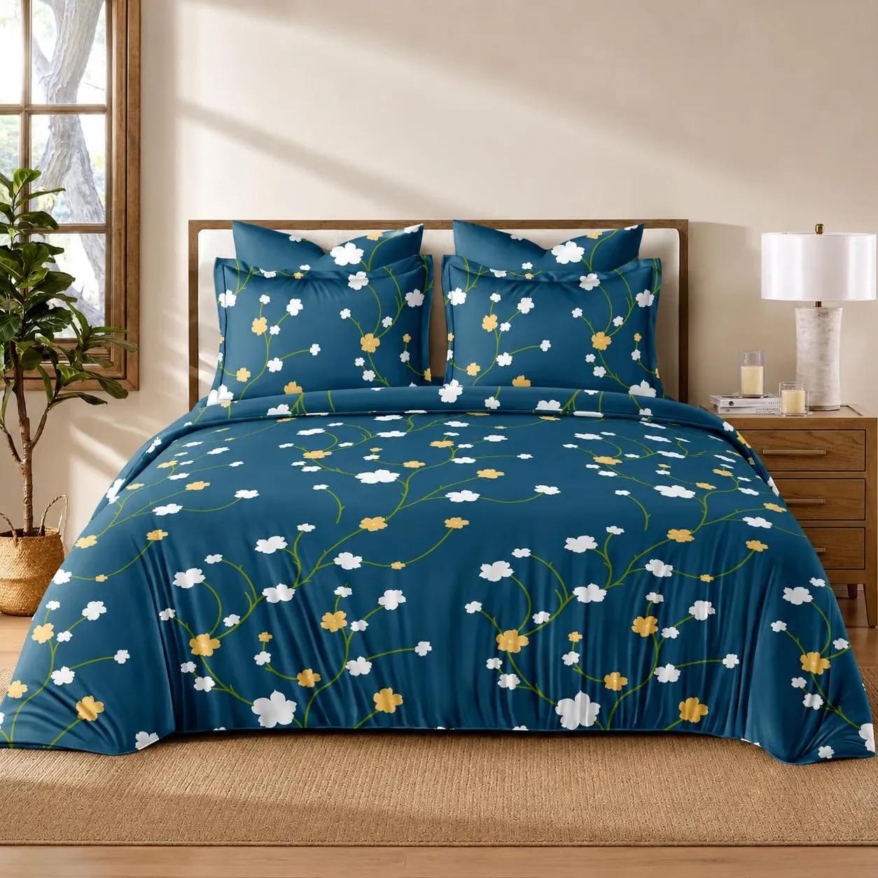 KIB PolyCotton All Season Double Bed Complete 4 Piece Bedding Set